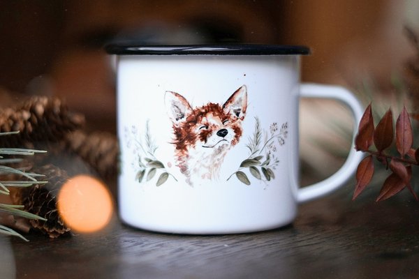 Emaille Tasse -kleiner Fuchs Findus-