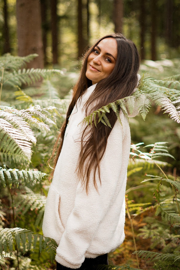 Cozy Sherpa Hoody -forest fox- natural