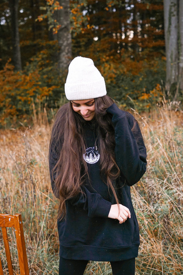 organic Hoodie -welcome to the fox forest- nachtschwarz
